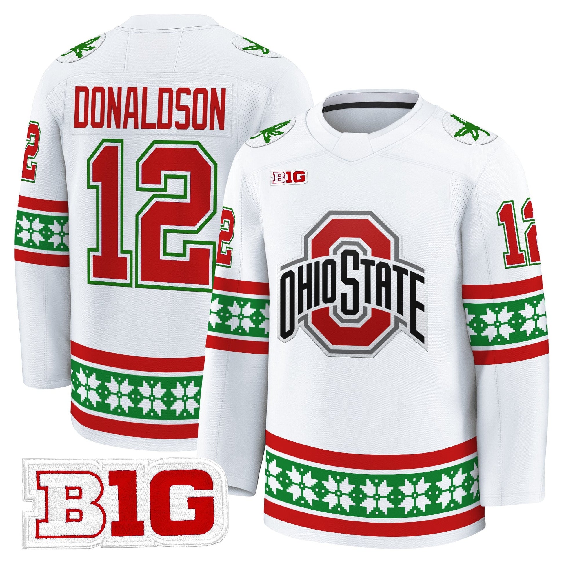 Men's Ohio State Buckeyes Football 2025 'Christmas Edition' Premium Jersey - Hockey Style - Stitched