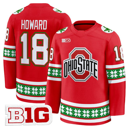 Men's Ohio State Buckeyes Football 2025 'Christmas Edition' Premium Jersey - Hockey Style - Stitched