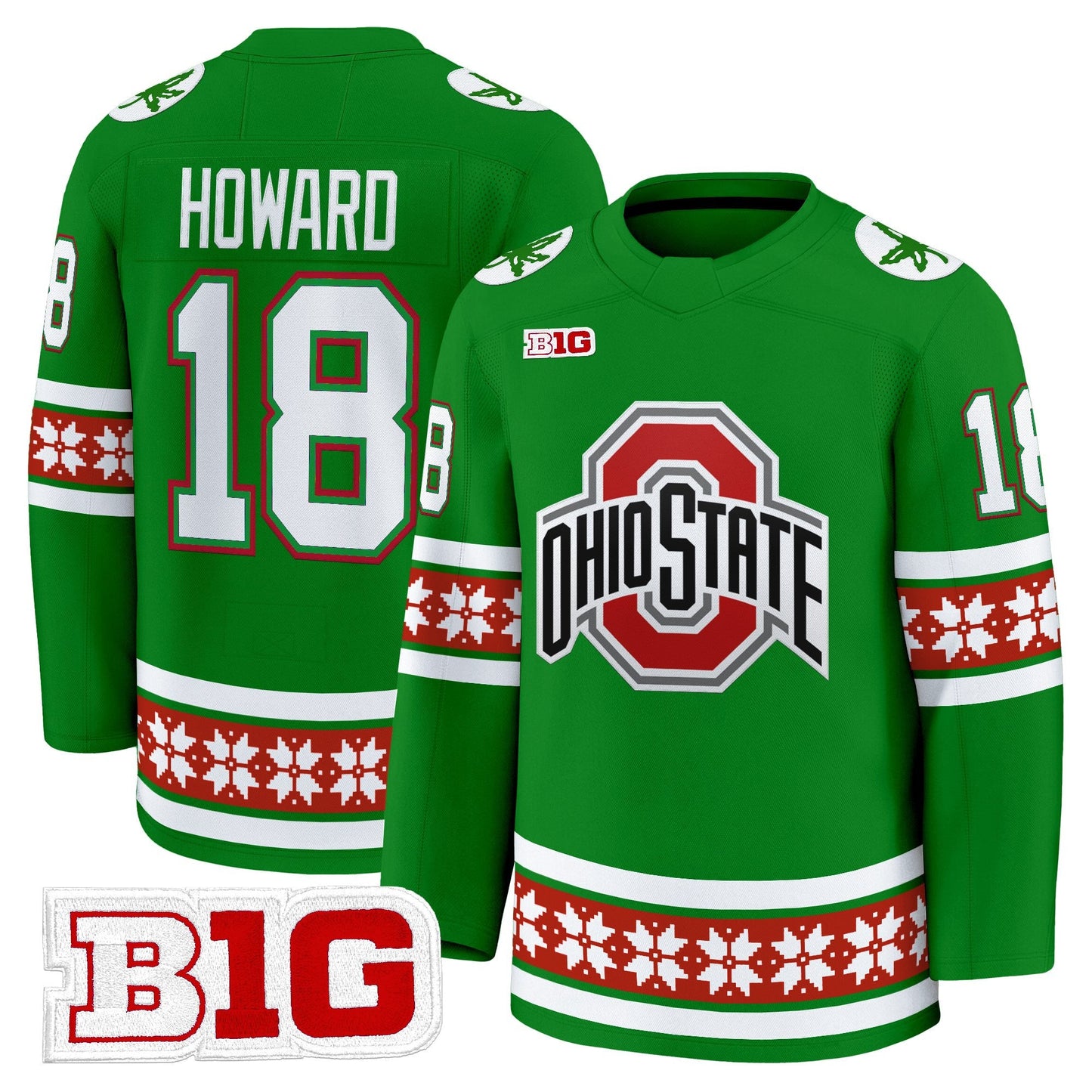 Men's Ohio State Buckeyes Football 2025 'Christmas Edition' Premium Jersey - Hockey Style - Stitched