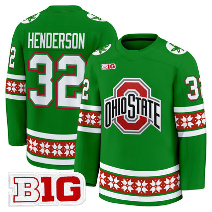 Men's Ohio State Buckeyes Football 2025 'Christmas Edition' Premium Jersey - Hockey Style - Stitched