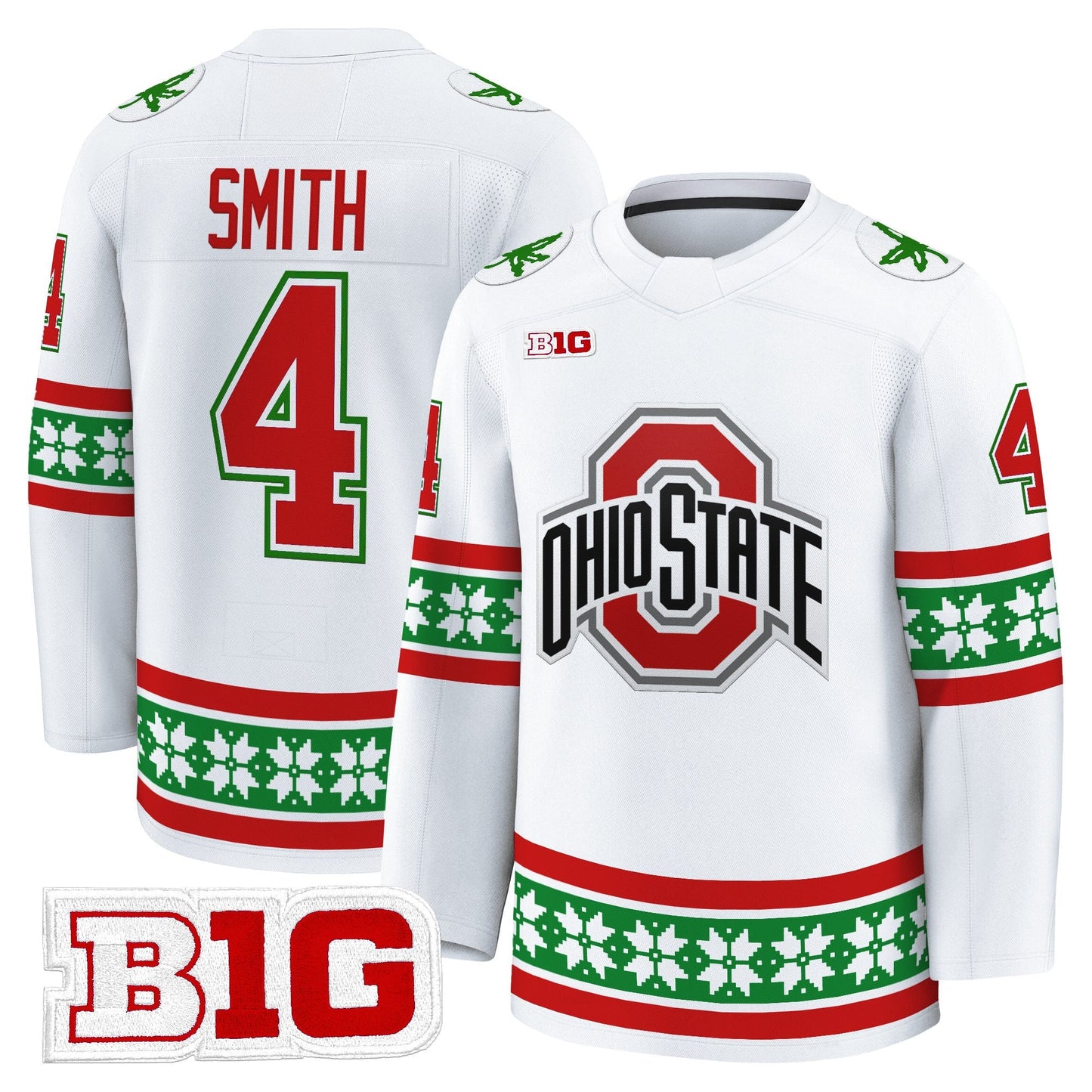 Men's Ohio State Buckeyes Football 2025 'Christmas Edition' Premium Jersey - Hockey Style - Stitched