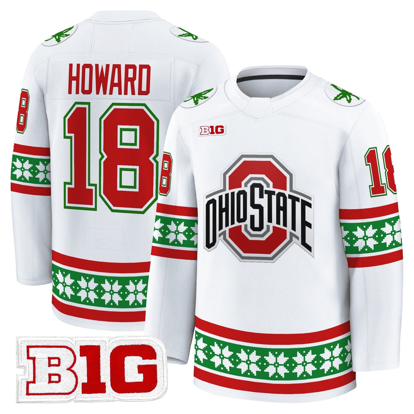 Men's Ohio State Buckeyes Football 2025 'Christmas Edition' Premium Jersey - Hockey Style - Stitched