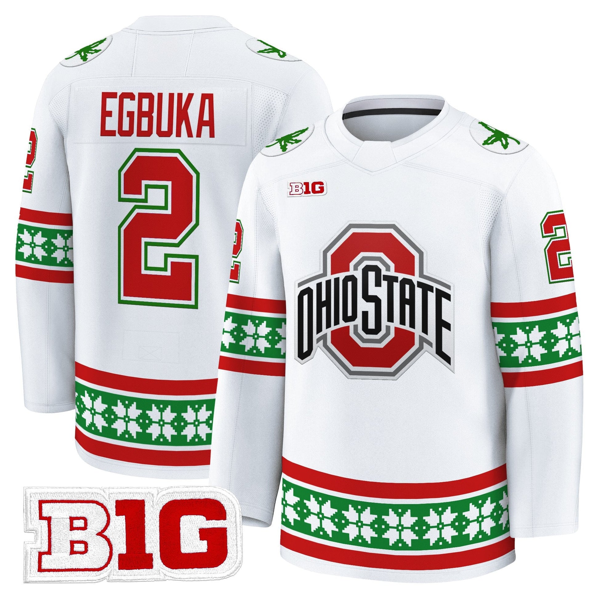 Men's Ohio State Buckeyes Football 2025 'Christmas Edition' Premium Jersey - Hockey Style - Stitched