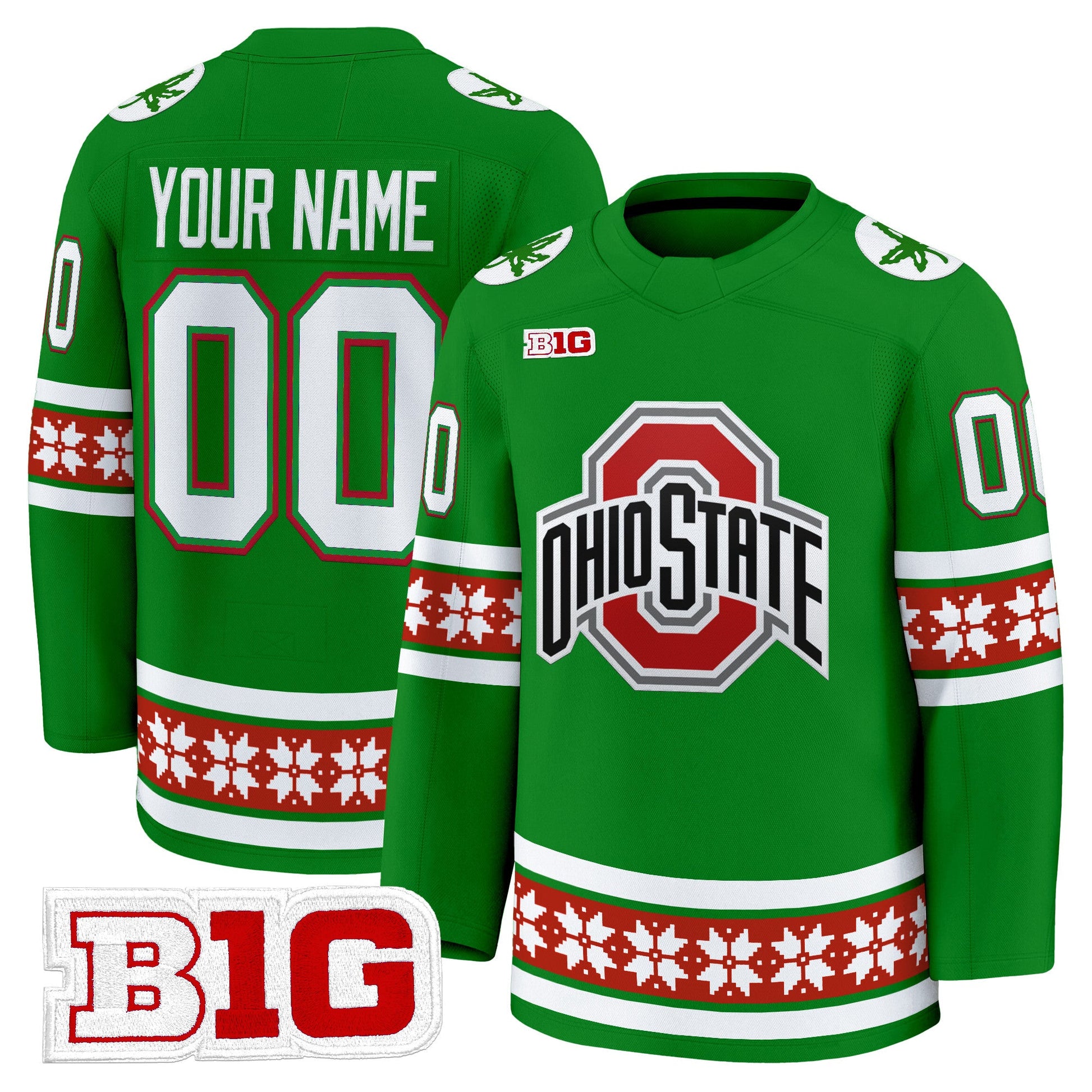 Ohio State Buckeyes Football 2025 'Christmas Edition' Premium Custom Jersey - Hockey Style - Stitched