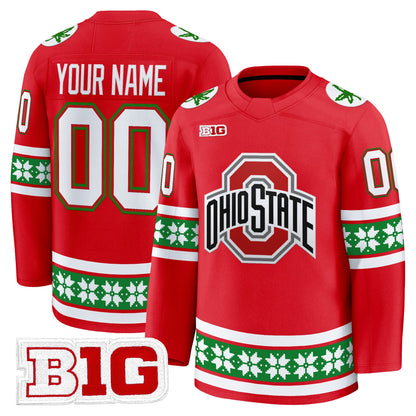 Ohio State Buckeyes Football 2025 'Christmas Edition' Premium Custom Jersey - Hockey Style - Stitched