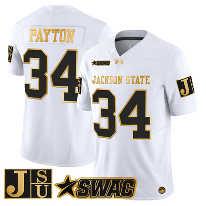Men's Jackson State Tigers 2025 Gold Vapor Limited Jersey - All Stitched