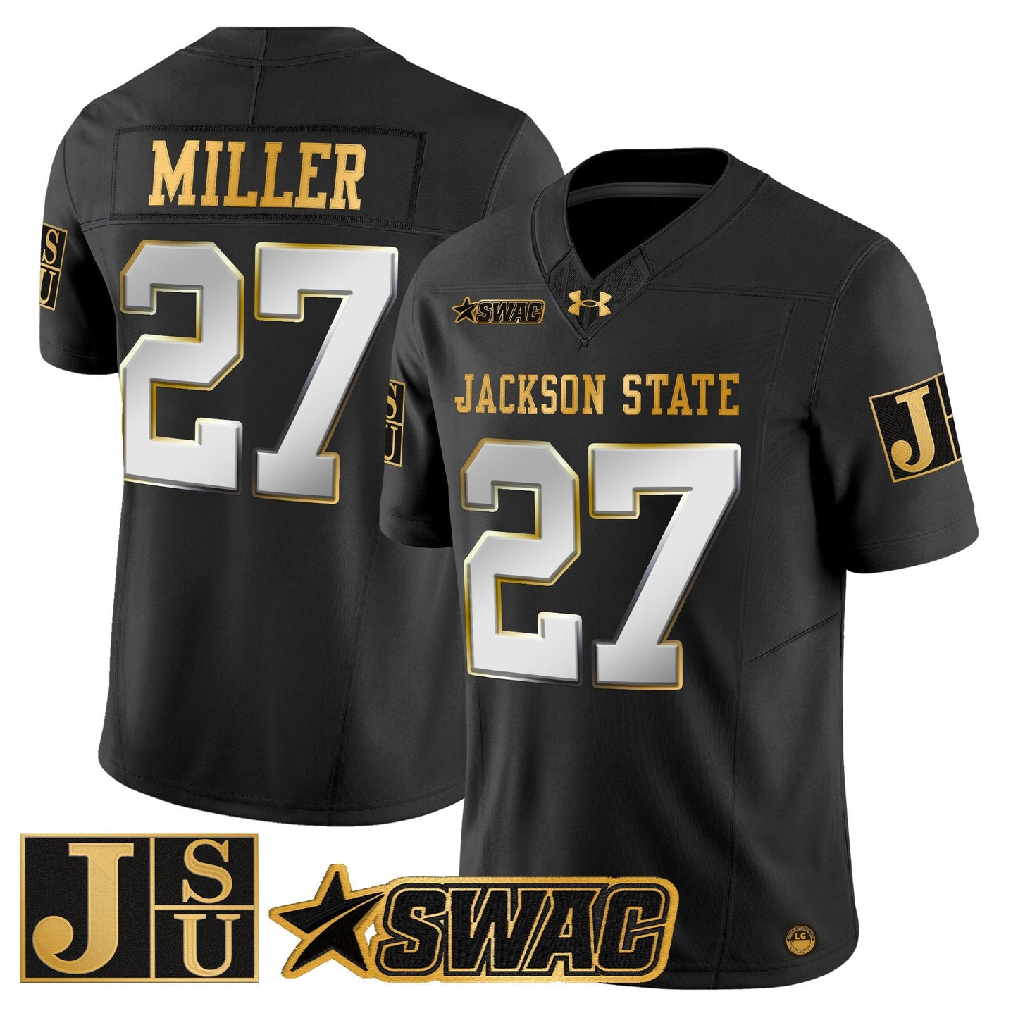 Men's Jackson State Tigers 2025 Gold Vapor Limited Jersey - All Stitched