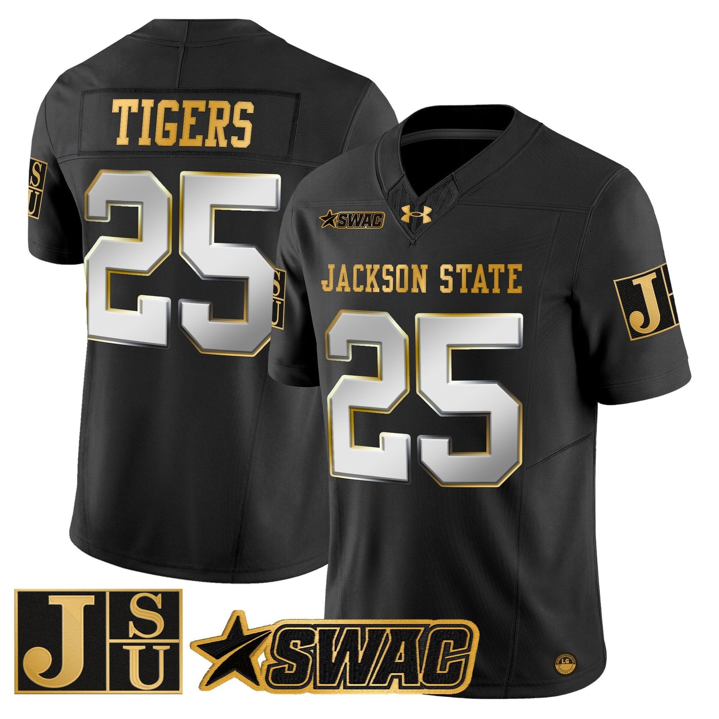Men's Jackson State Tigers 2025 Gold Vapor Limited Jersey - All Stitched