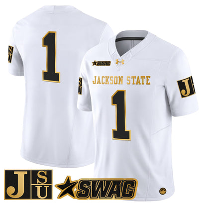 Men's Jackson State Tigers 2025 Gold Vapor Limited Jersey - All Stitched