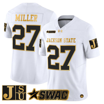 Men's Jackson State Tigers 2025 Gold Vapor Limited Jersey - All Stitched