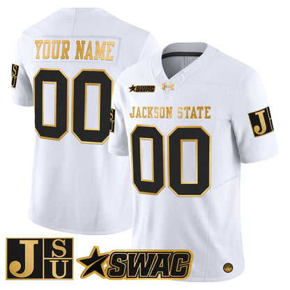 Jackson State Tigers 2025 Gold Vapor Limited Custom Jersey - All Stitched