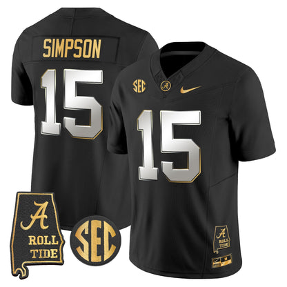 Men's Alabama Crimson Tide 2025 Gold Vapor Limited Jersey - Alabama Map - All Stitched
