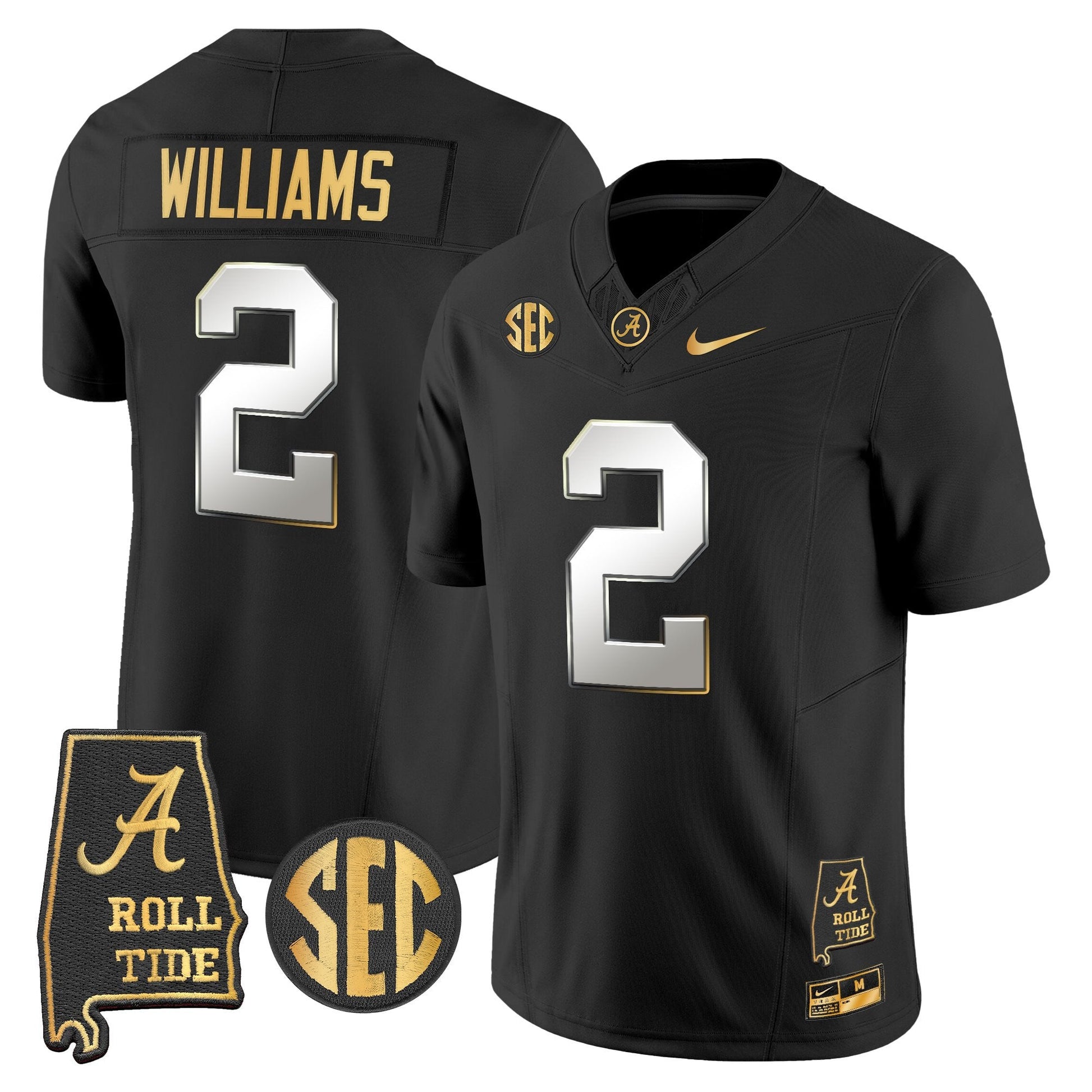 Men's Alabama Crimson Tide 2025 Gold Vapor Limited Jersey - Alabama Map - All Stitched