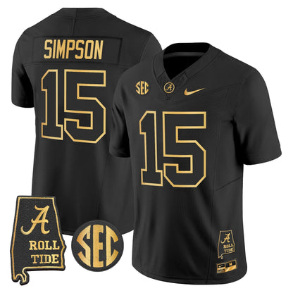 Men's Alabama Crimson Tide 2025 Gold Vapor Limited Jersey - Alabama Map - All Stitched
