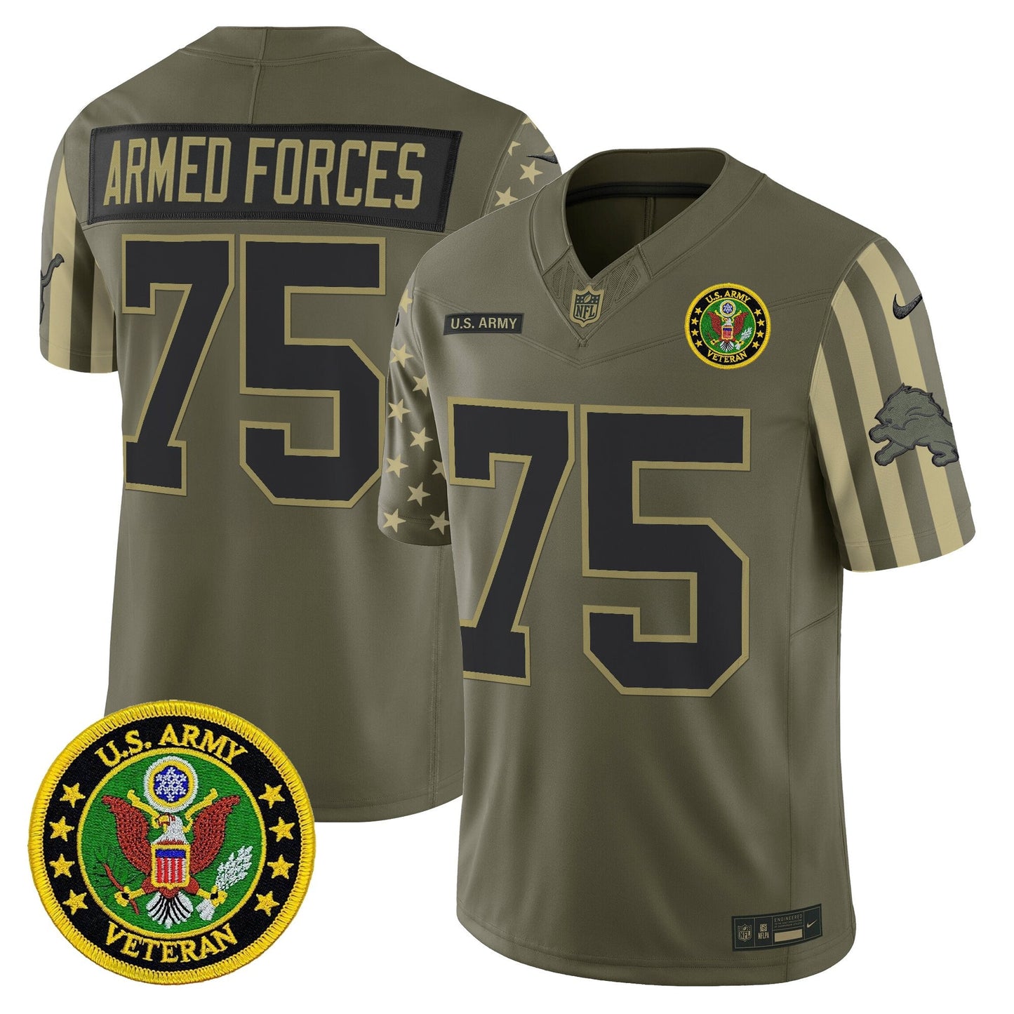 Men's Detroit Lions x U.S. Military Veteran Vapor Limited Jersey - All Stitched