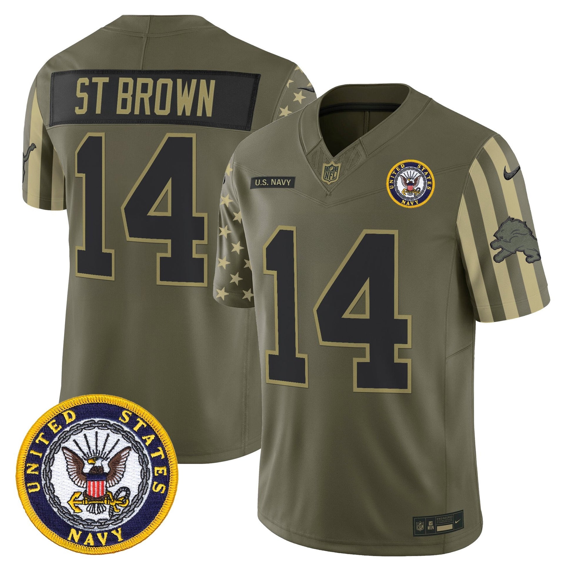 Men's Detroit Lions x U.S. Military Veteran Vapor Limited Jersey - All Stitched