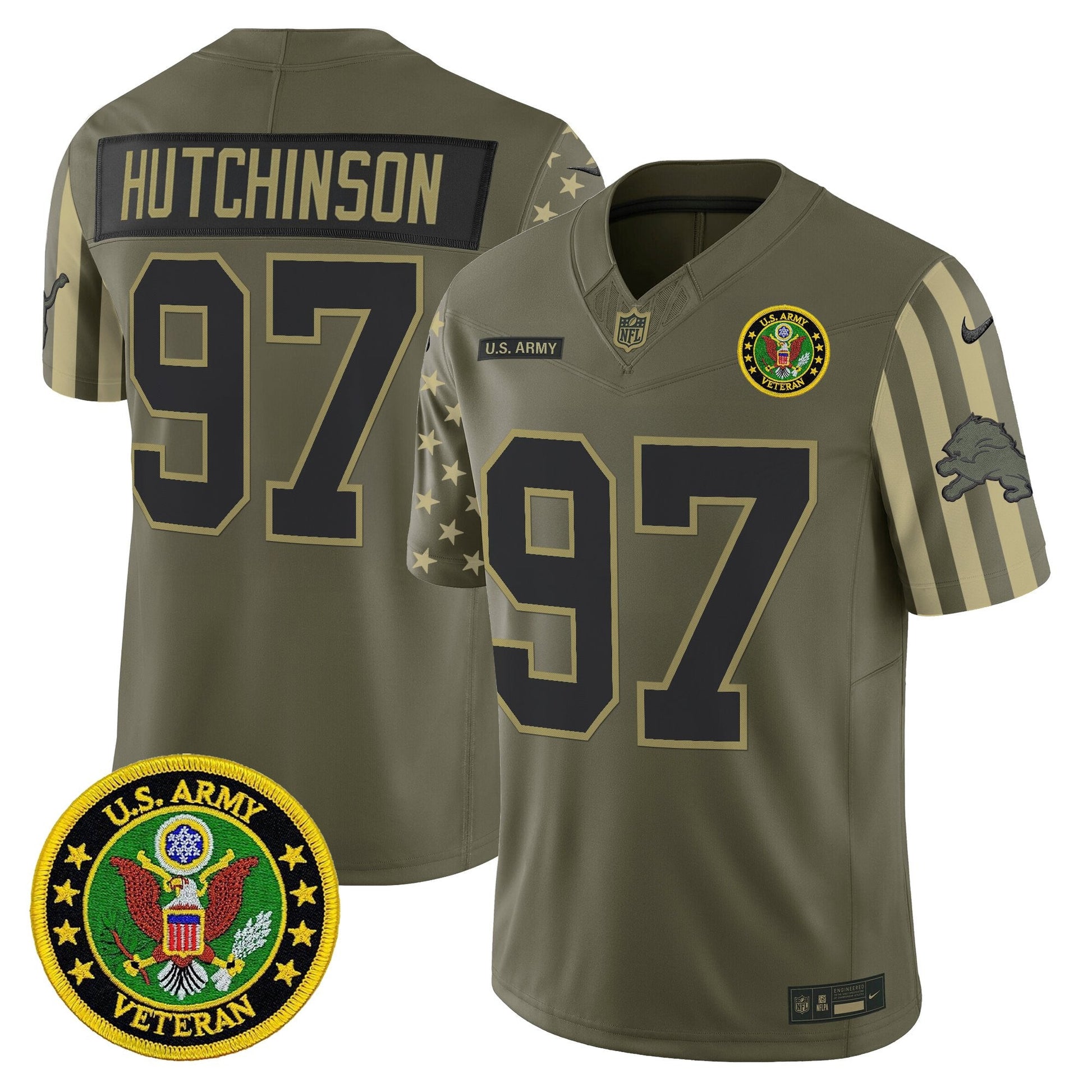 Men's Detroit Lions x U.S. Military Veteran Vapor Limited Jersey - All Stitched