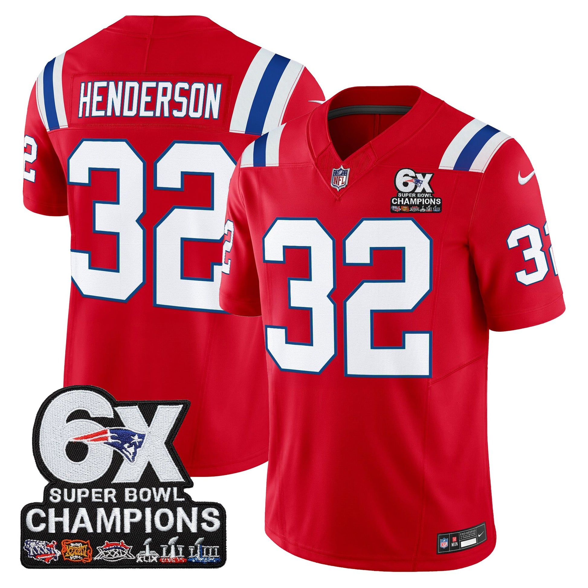 Men's New England Patriots 6-Time Champions Patch Vapor Limited Jersey - All Stitched