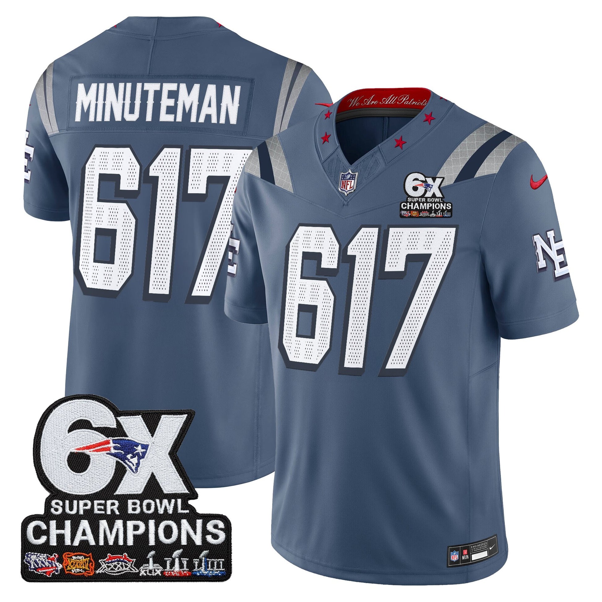 Men's New England Patriots 6-Time Champions Patch Vapor Limited Jersey - All Stitched