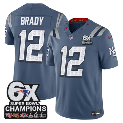 Men's New England Patriots 6-Time Champions Patch Vapor Limited Jersey - All Stitched
