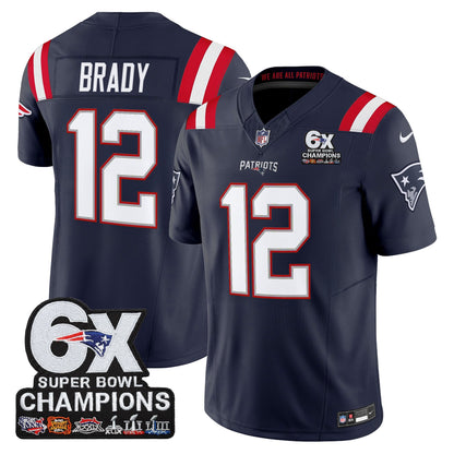 Men's New England Patriots 6-Time Champions Patch Vapor Limited Jersey - All Stitched