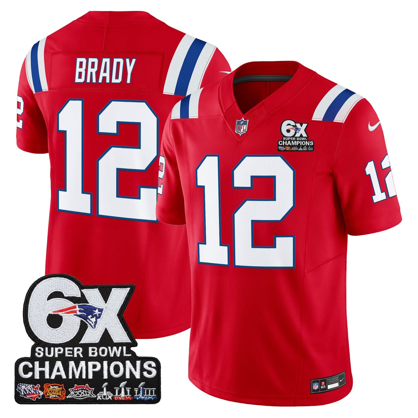 Men's New England Patriots 6-Time Champions Patch Vapor Limited Jersey - All Stitched