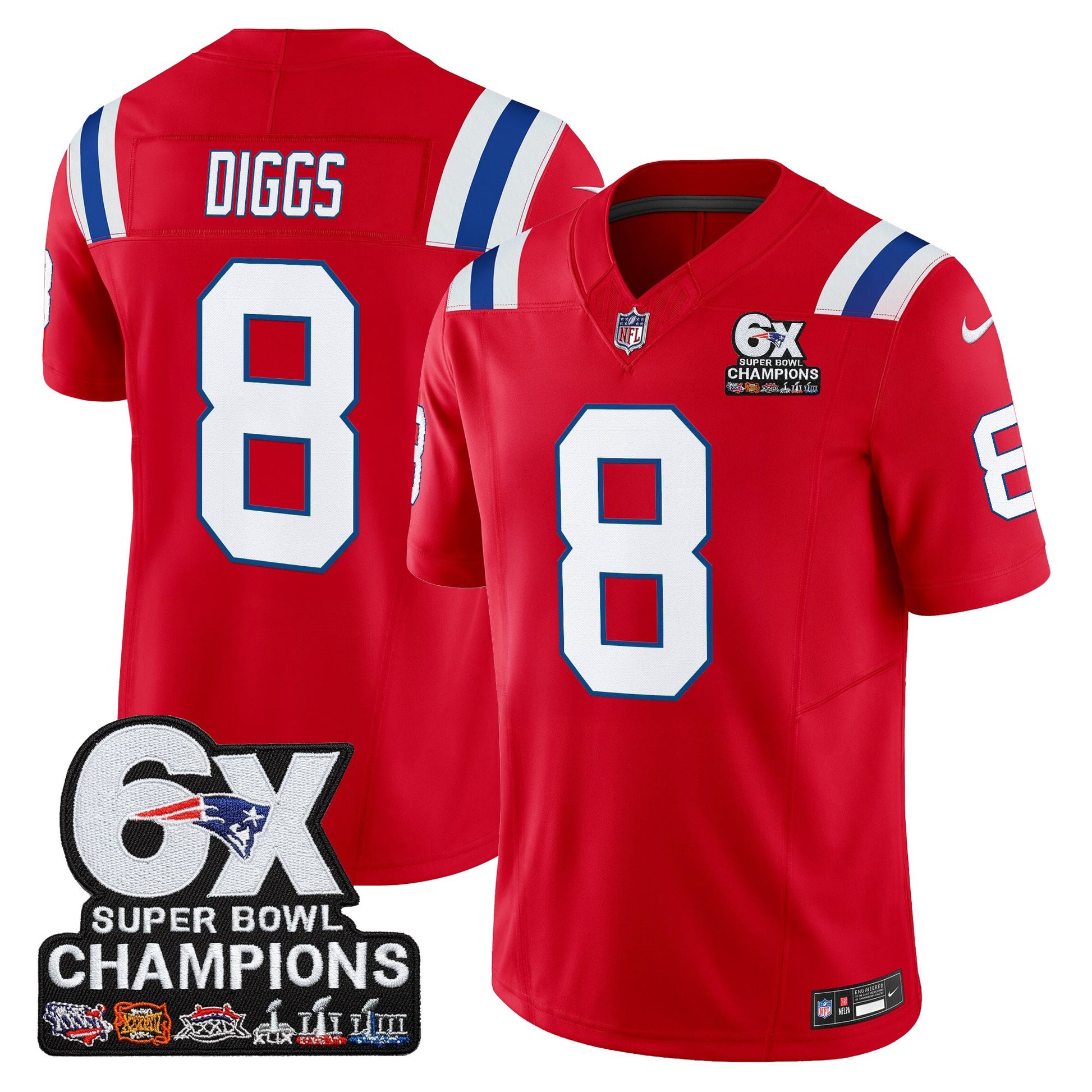 Men's New England Patriots 6-Time Champions Patch Vapor Limited Jersey - All Stitched