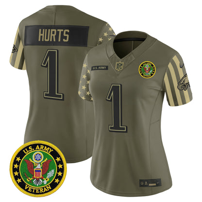Women's Philadelphia Eagles x U.S. Military Veteran Vapor Limited Jersey - All Stitched