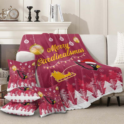 Arizona Cardinals | Premium Christmas Fleece Blanket & Throw Pillow Combo MM