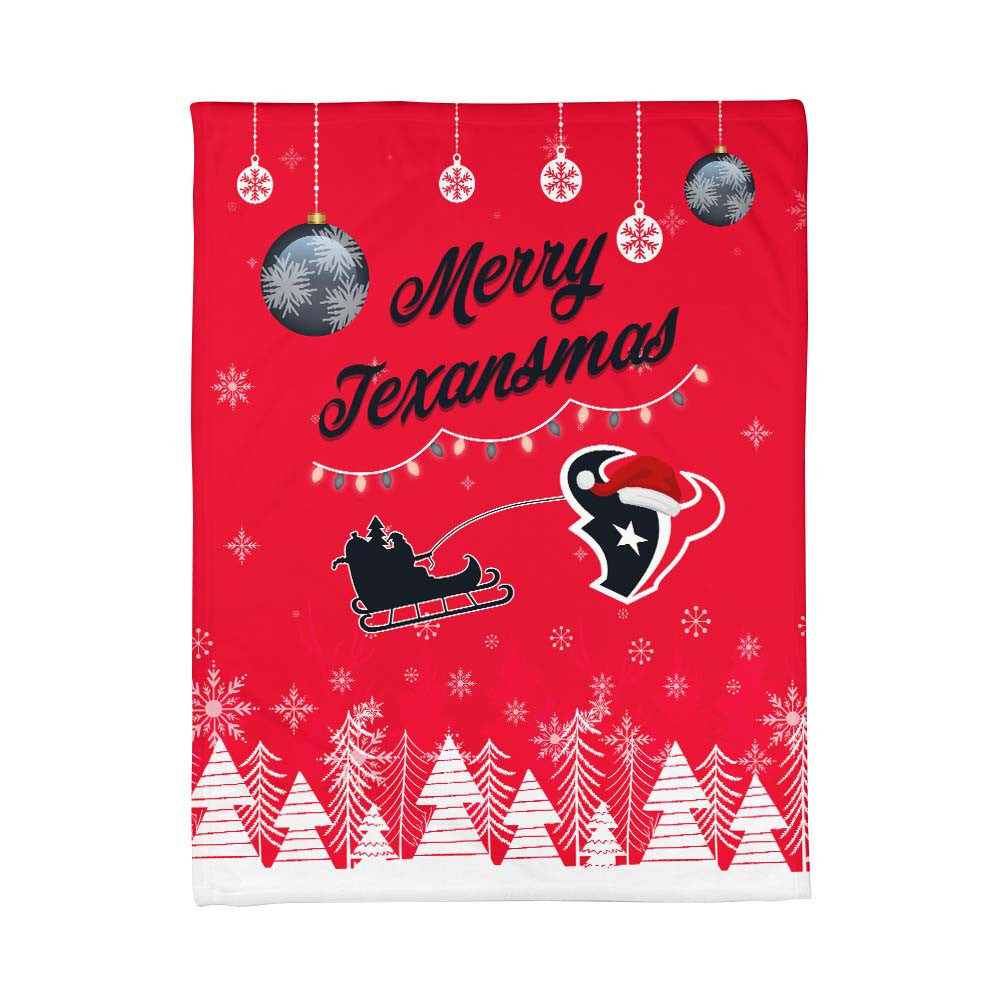Houston Texans | Premium Christmas Fleece Blanket & Throw Pillow Combo MM