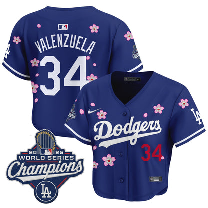 Women's Dodgers 2025 World Series Champions x Tokyo Series Crop Top Baseball Jersey - All Stitched