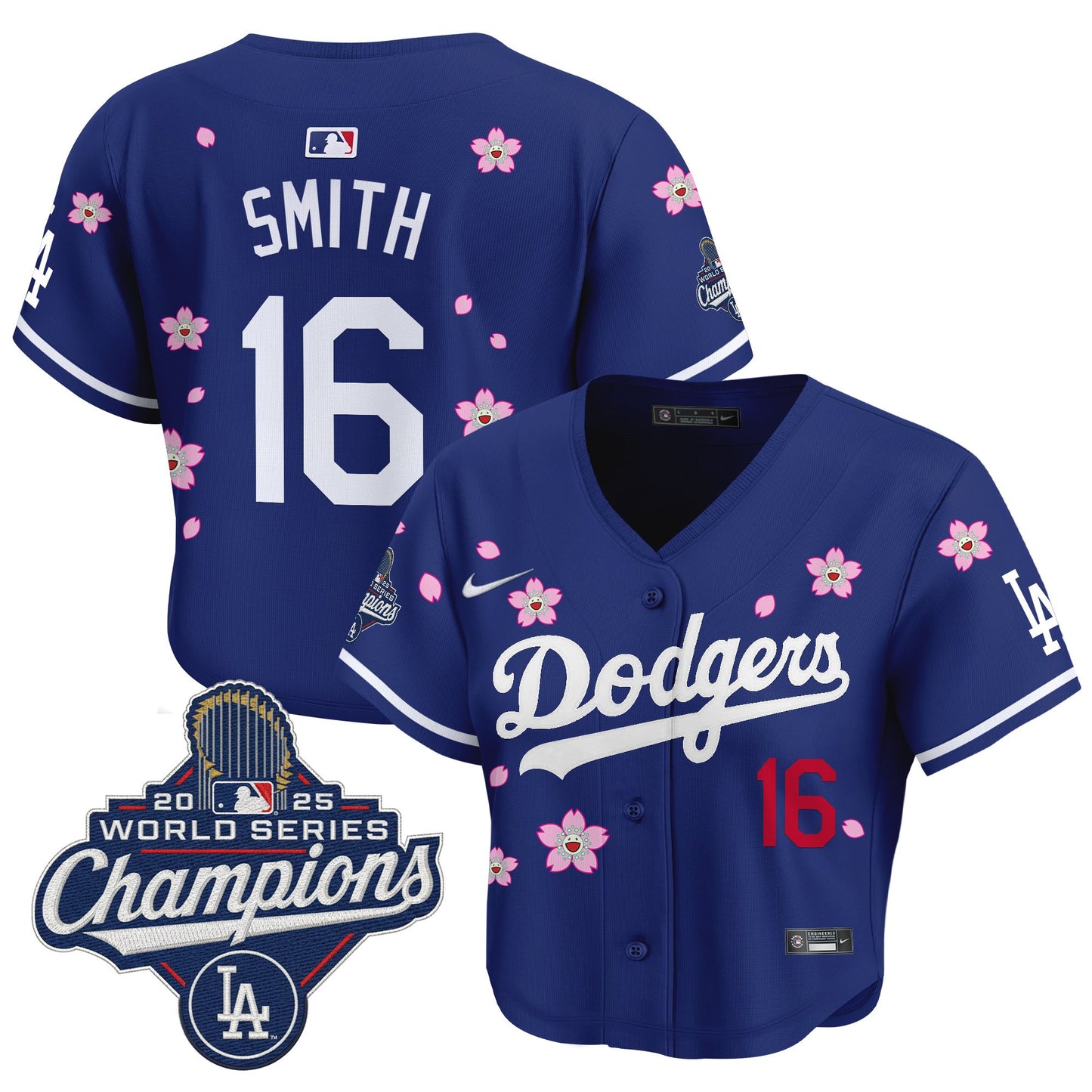 Women's Dodgers 2025 World Series Champions x Tokyo Series Crop Top Baseball Jersey - All Stitched