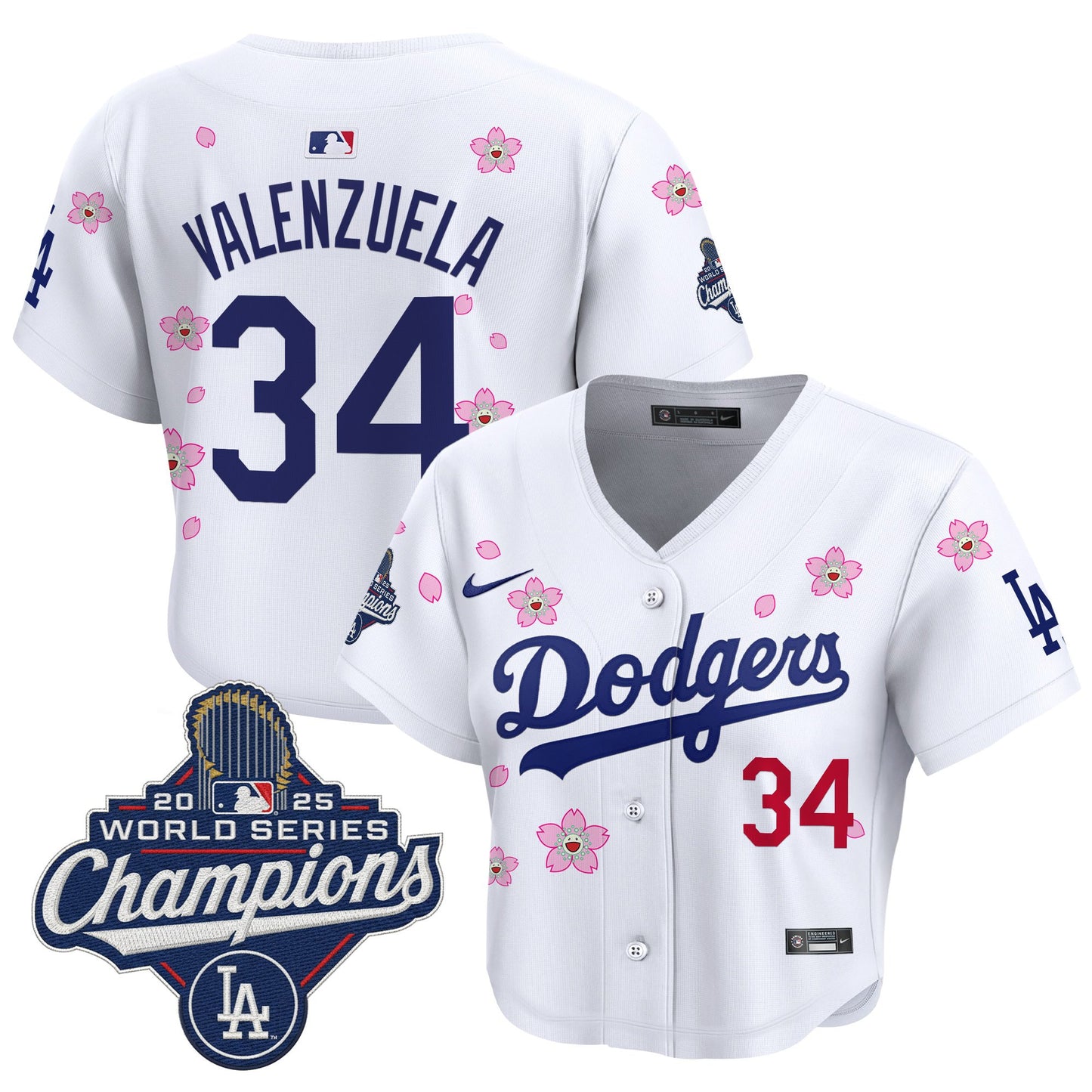 Women's Dodgers 2025 World Series Champions x Tokyo Series Crop Top Baseball Jersey - All Stitched