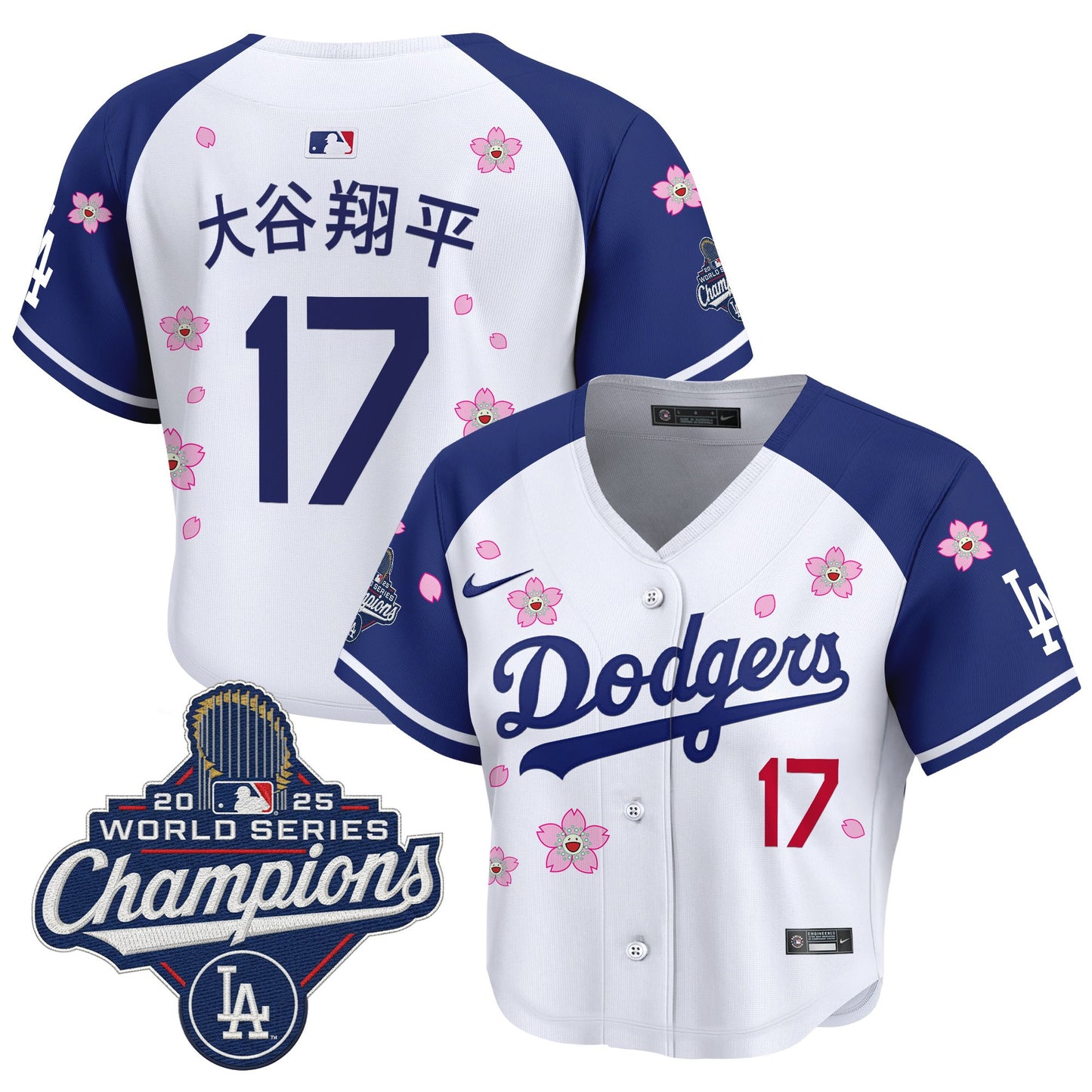 Women's Dodgers 2025 World Series Champions x Tokyo Series Crop Top Baseball Jersey - All Stitched