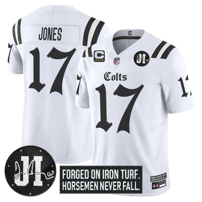Men's Indianapolis Colts 2025 'Gothic Iron Hoof Edition' Vapor Limited Jersey - Jim Irsay Patch - All Stitched