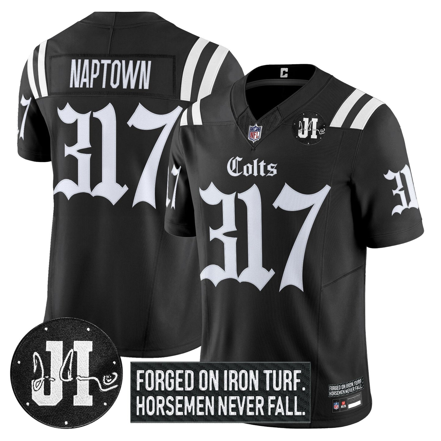 Men's Indianapolis Colts 2025 'Gothic Iron Hoof Edition' Vapor Limited Jersey - Jim Irsay Patch - All Stitched