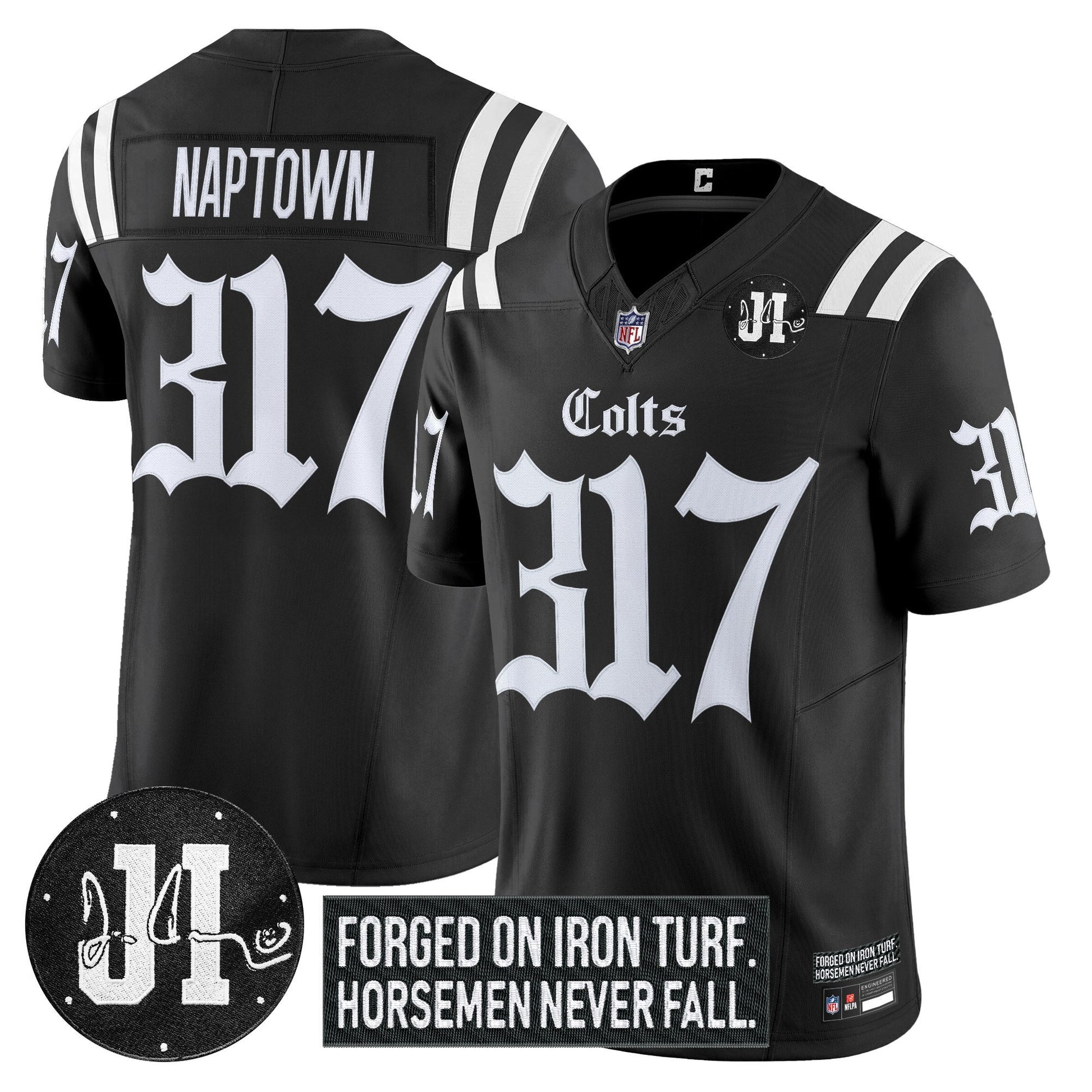Men's Indianapolis Colts 2025 'Gothic Iron Hoof Edition' Vapor Limited Jersey - Jim Irsay Patch - All Stitched