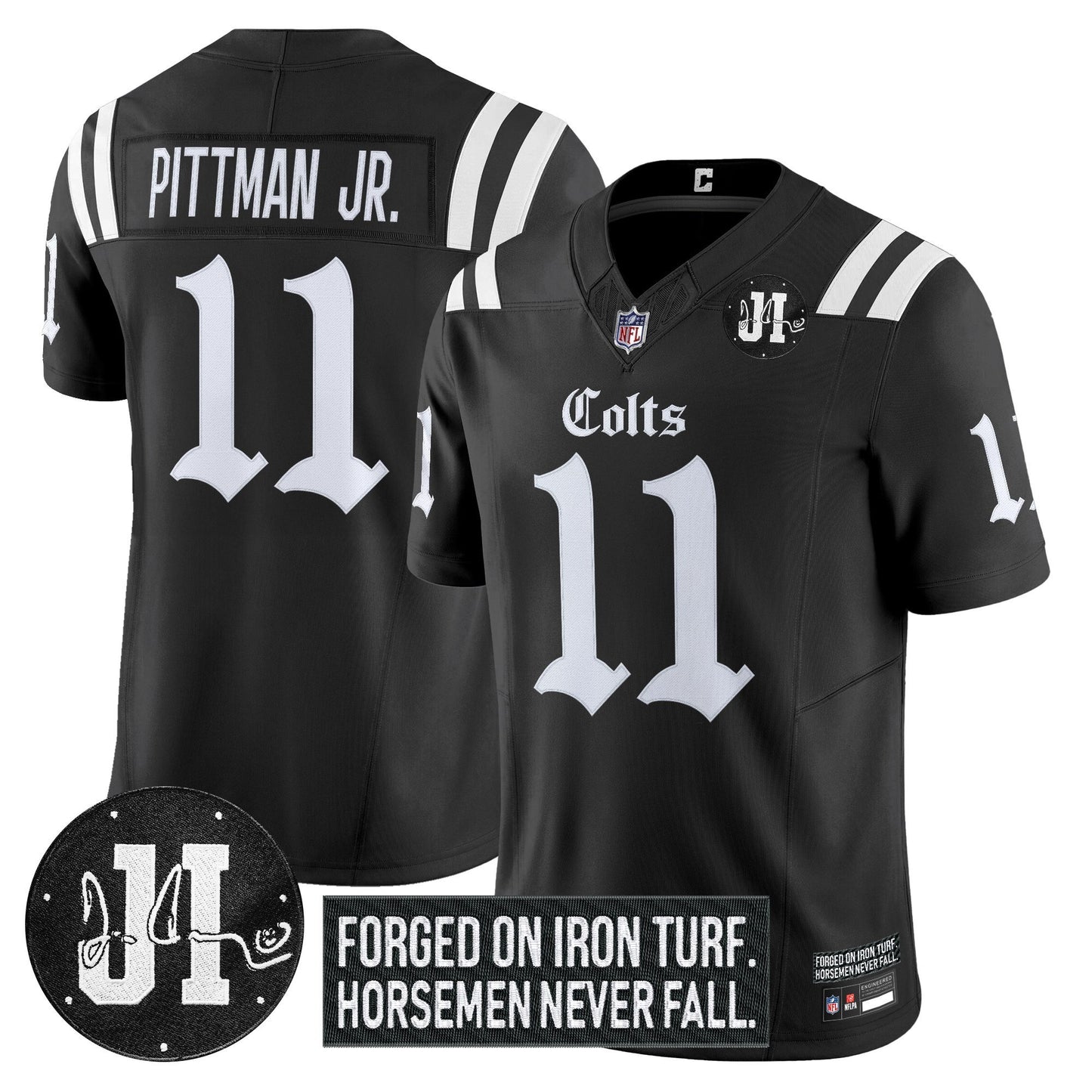 Men's Indianapolis Colts 2025 'Gothic Iron Hoof Edition' Vapor Limited Jersey - Jim Irsay Patch - All Stitched