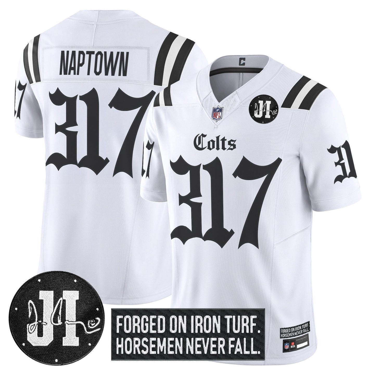 Men's Indianapolis Colts 2025 'Gothic Iron Hoof Edition' Vapor Limited Jersey - Jim Irsay Patch - All Stitched