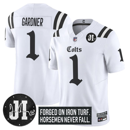 Men's Indianapolis Colts 2025 'Gothic Iron Hoof Edition' Vapor Limited Jersey - Jim Irsay Patch - All Stitched