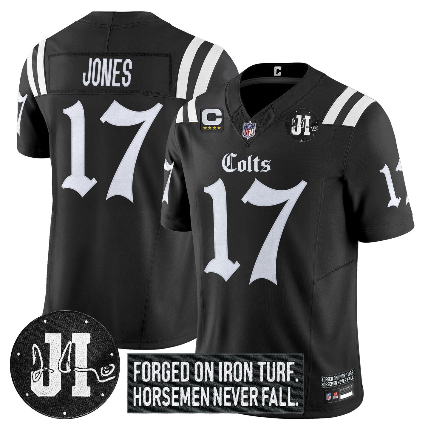 Men's Indianapolis Colts 2025 'Gothic Iron Hoof Edition' Vapor Limited Jersey - Jim Irsay Patch - All Stitched