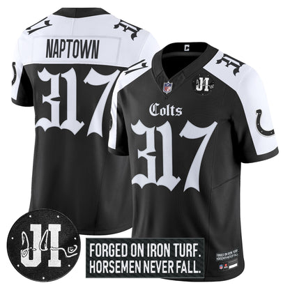 Men's Indianapolis Colts 2025 'Gothic Iron Hoof Edition' Vapor Limited Jersey - Jim Irsay Patch - All Stitched