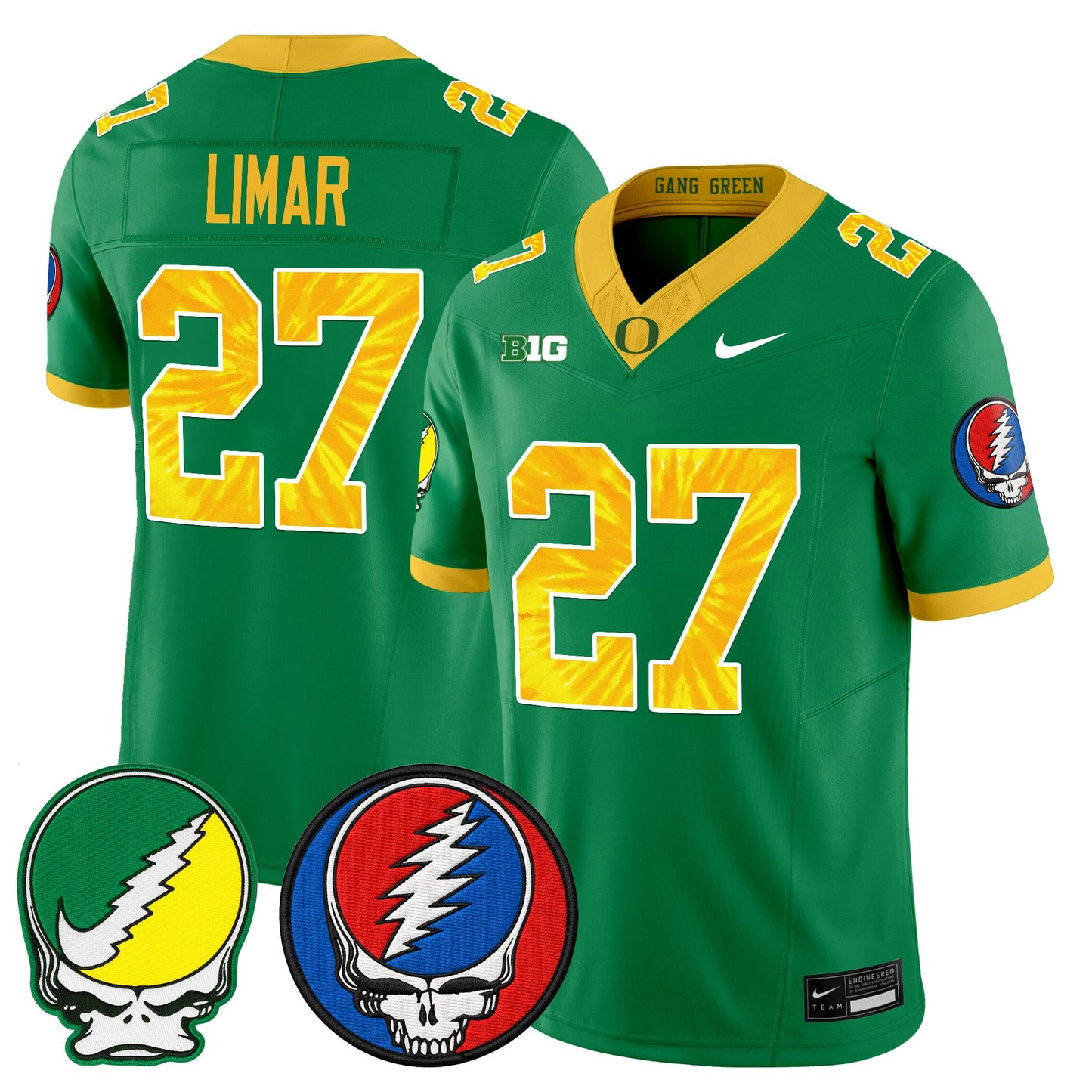 Men's Oregon Ducks 2025 'Grateful Ducks x Grateful Dead' Vapor Limited Jersey - All Stitched