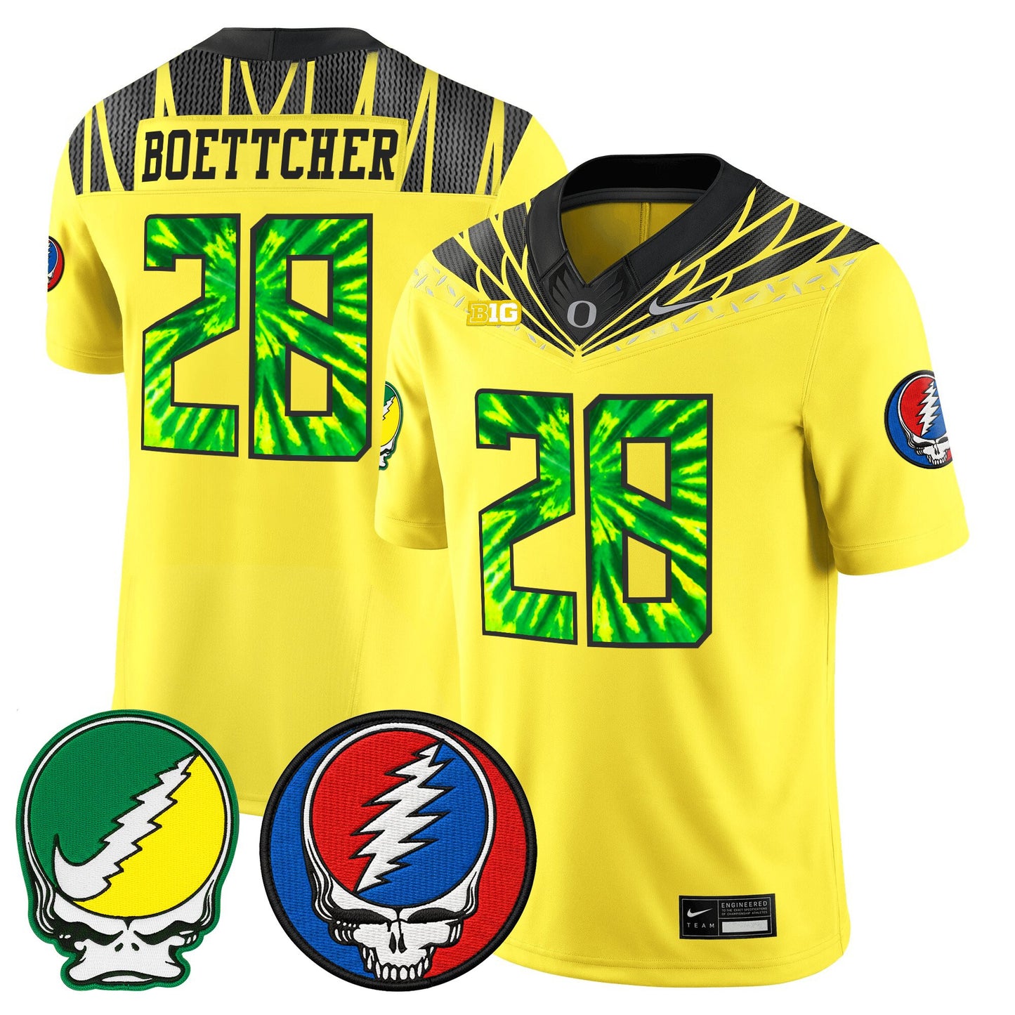 Men's Oregon Ducks 2025 'Grateful Ducks x Grateful Dead' Vapor Limited Jersey - All Stitched