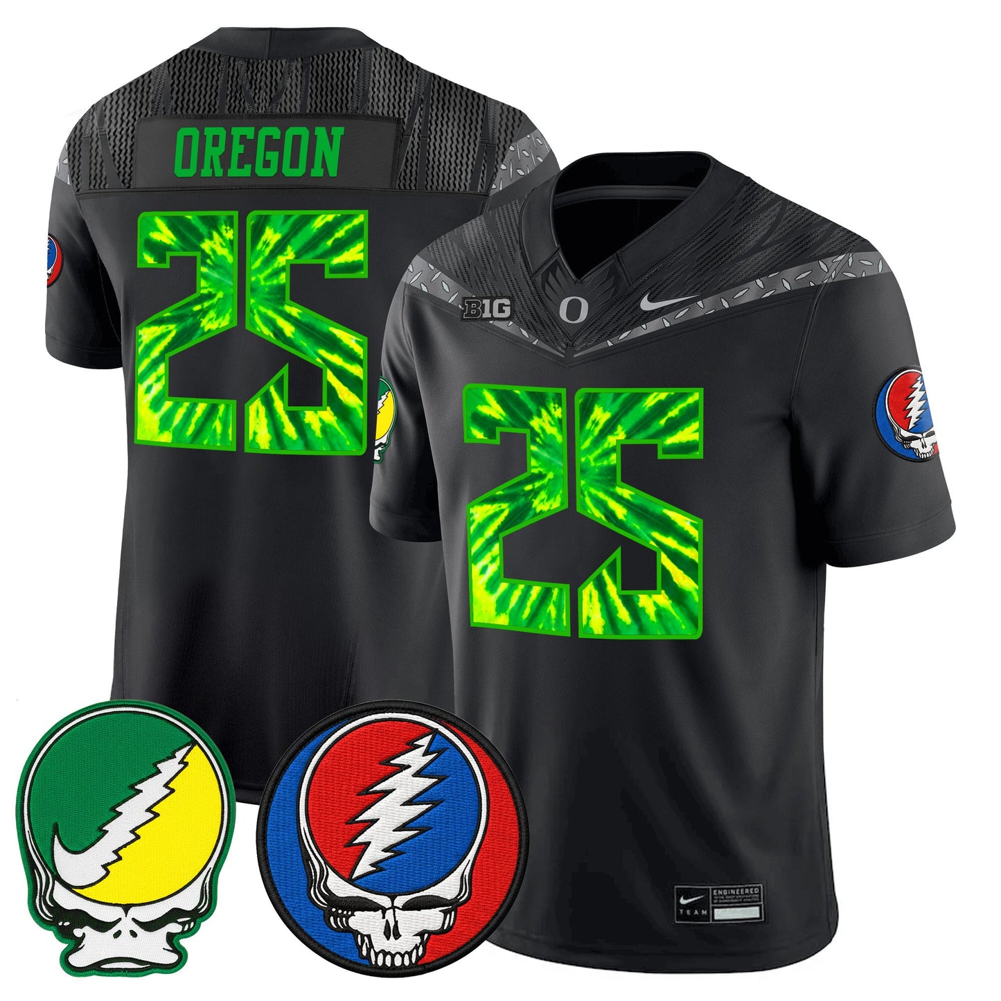 Men's Oregon Ducks 2025 'Grateful Ducks x Grateful Dead' Vapor Limited Jersey - All Stitched