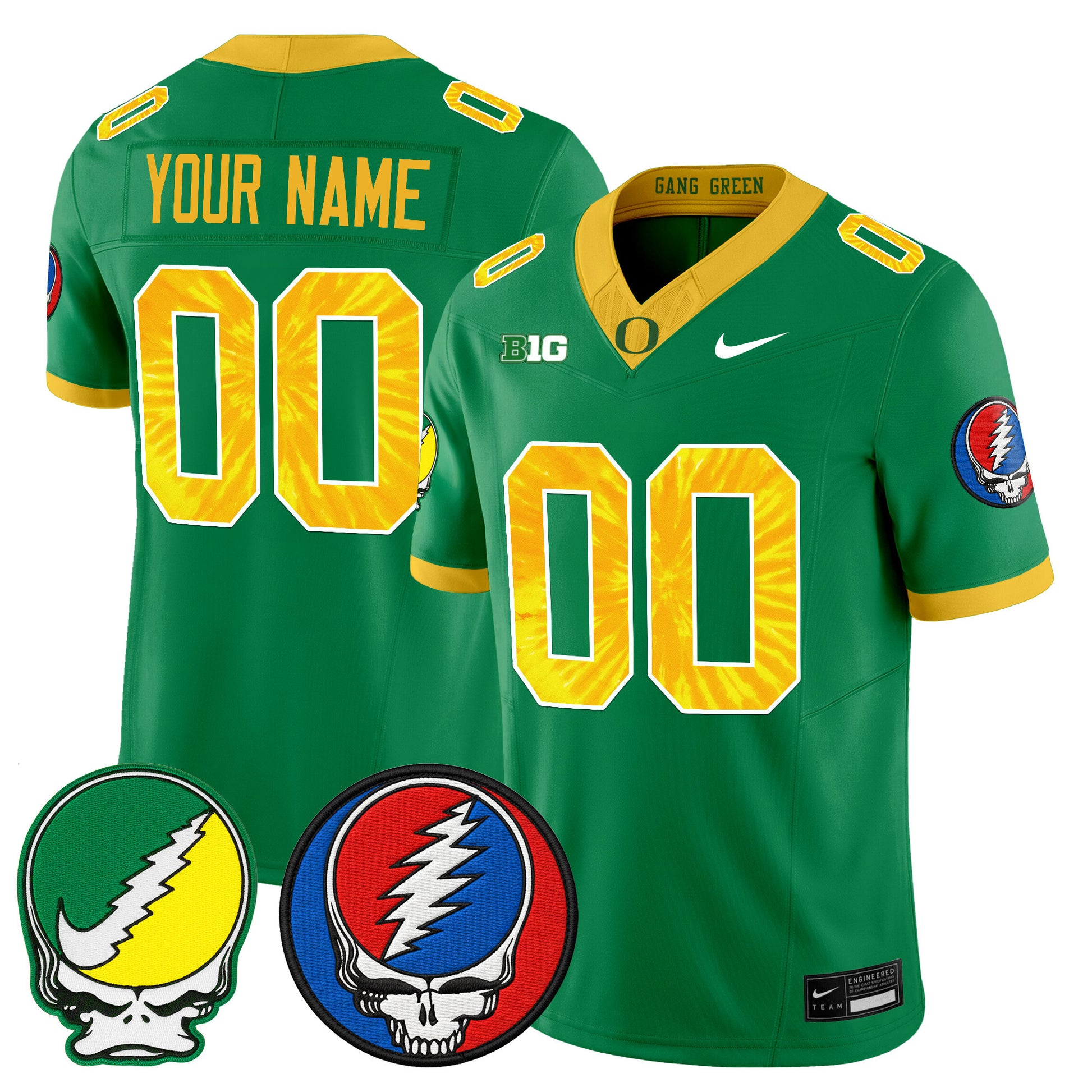Oregon Ducks 2025 'Grateful Ducks x Grateful Dead' Vapor Limited Custom Jersey - All Stitched