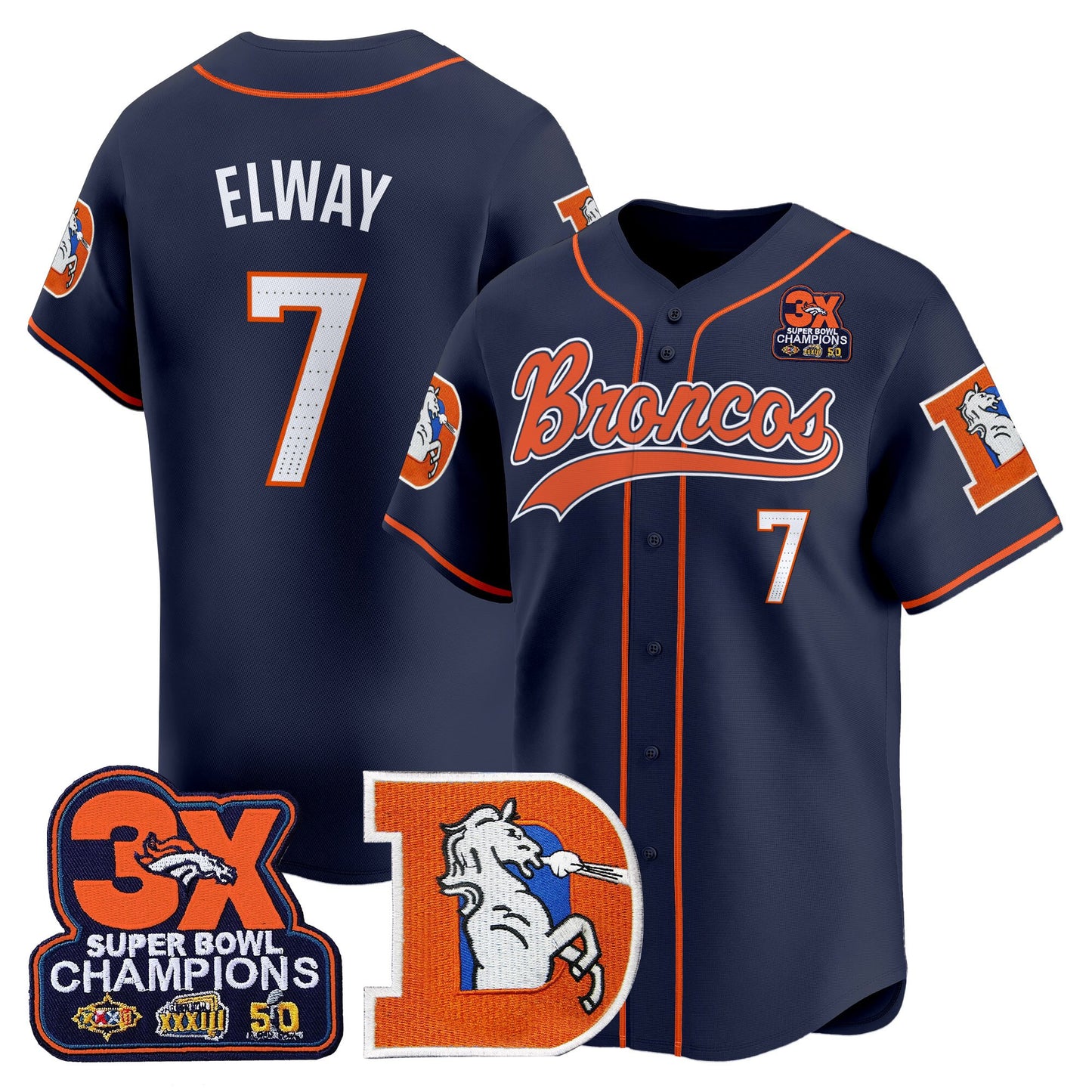 Men's Denver Broncos Throwback Vapor Baseball Jersey - All Stitched