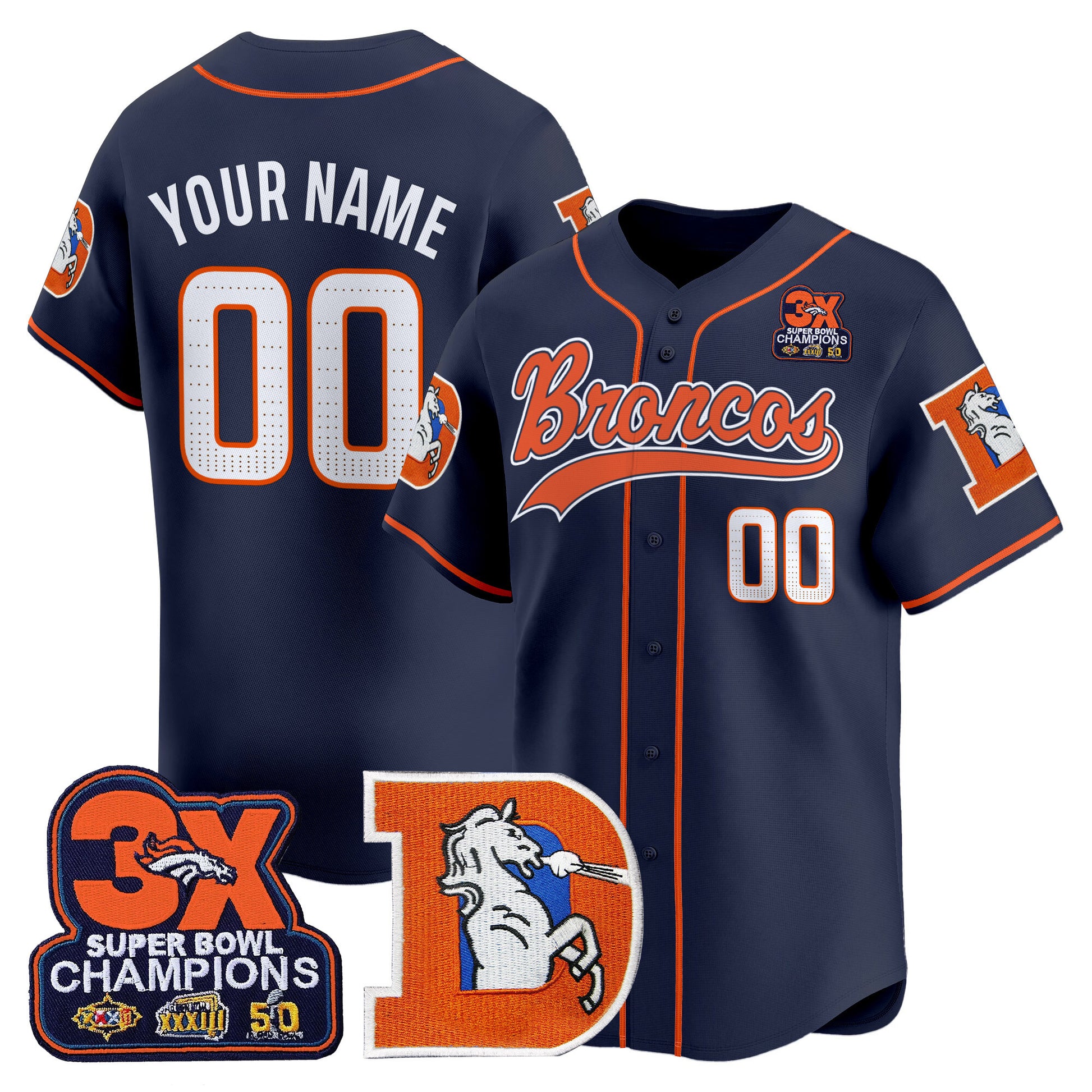 Denver Broncos Throwback Vapor Baseball Custom Jersey - All Stitched