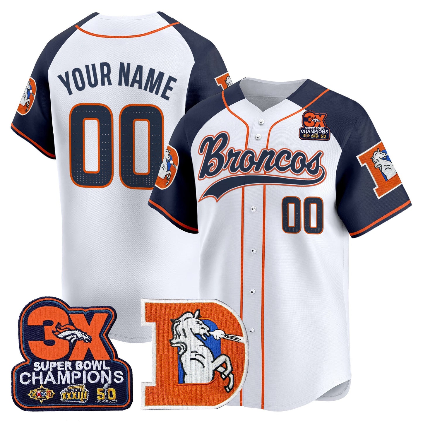 Denver Broncos Throwback Vapor Baseball Custom Jersey - All Stitched
