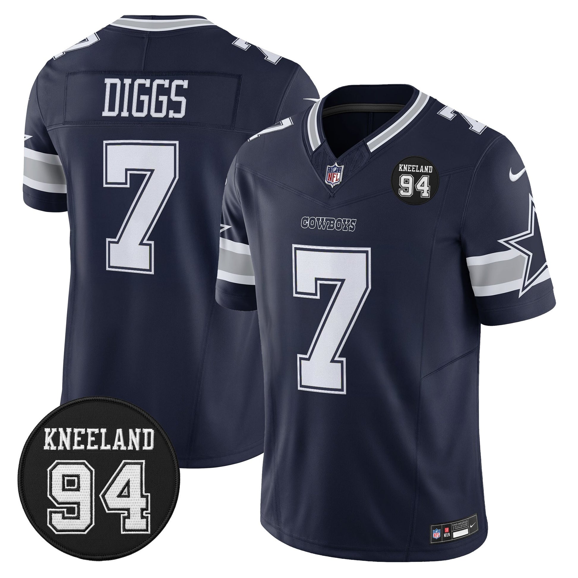 Men's Dallas Cowboys #94 Marshawn Kneeland Memorial Patch Vapor Limited Jersey - All Stitched